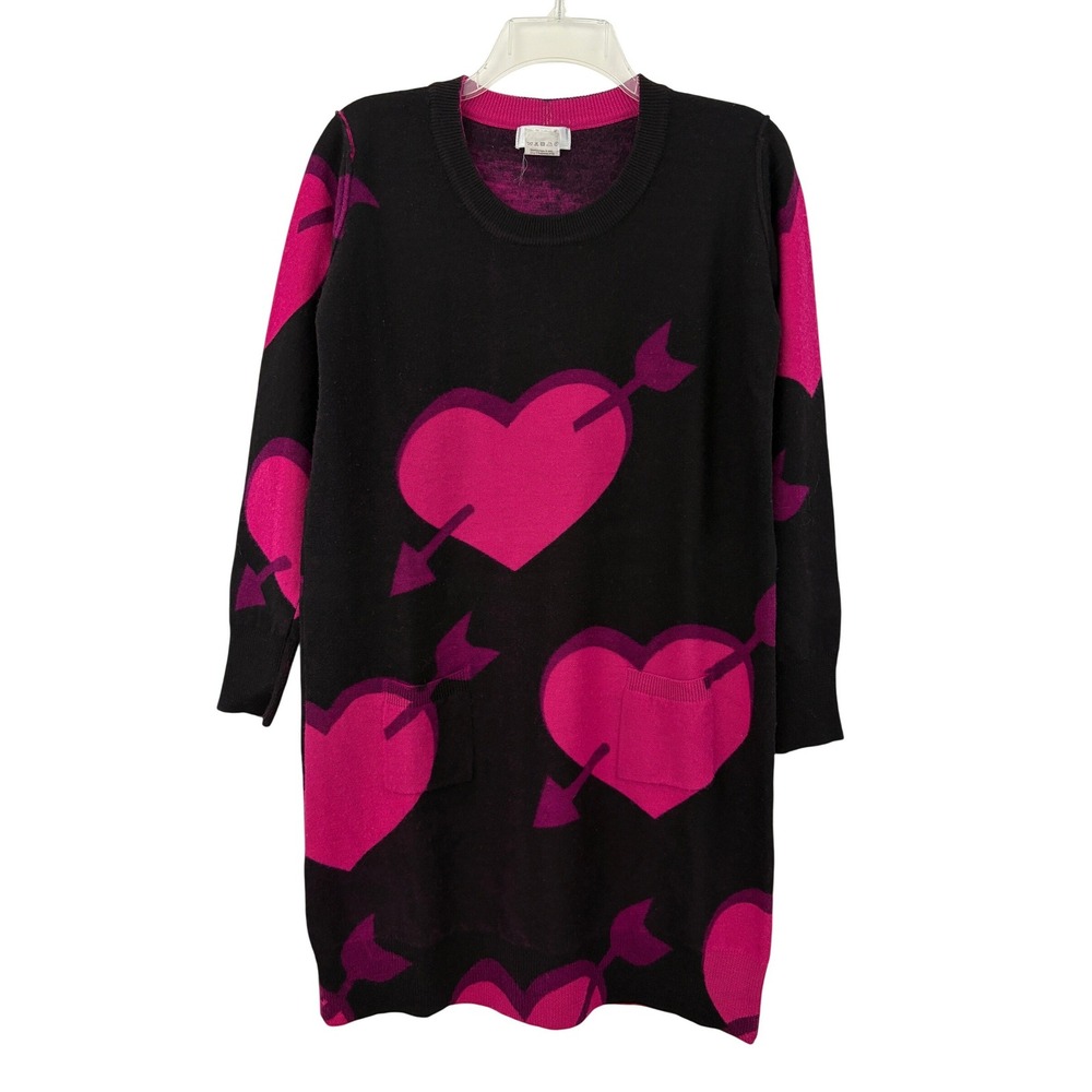 Sonia By Sonia Rykiel Cupid Arrow Heart Sweater Dress Size T2 or 38 Wool Black